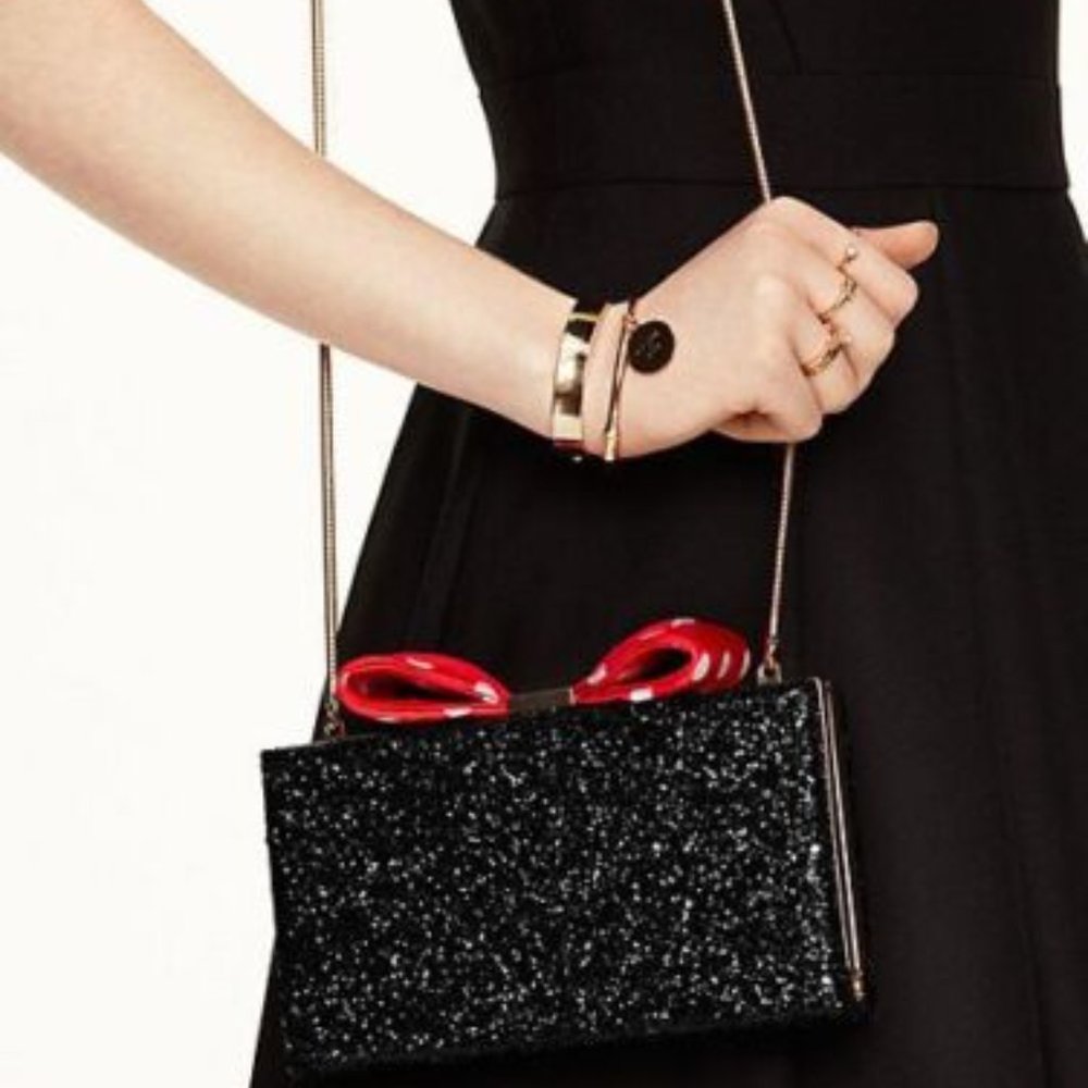 NWT Kate Spade Minnie Mouse Minnie Bow Clasp Clutch Crossbody